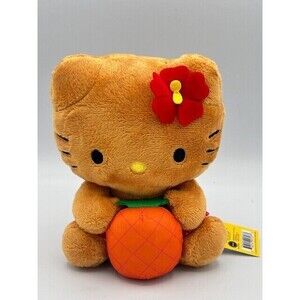 Sanrio Hello Kitty Tan Hawaii Pineapple Red Flower 4” Plush Dole Plantation